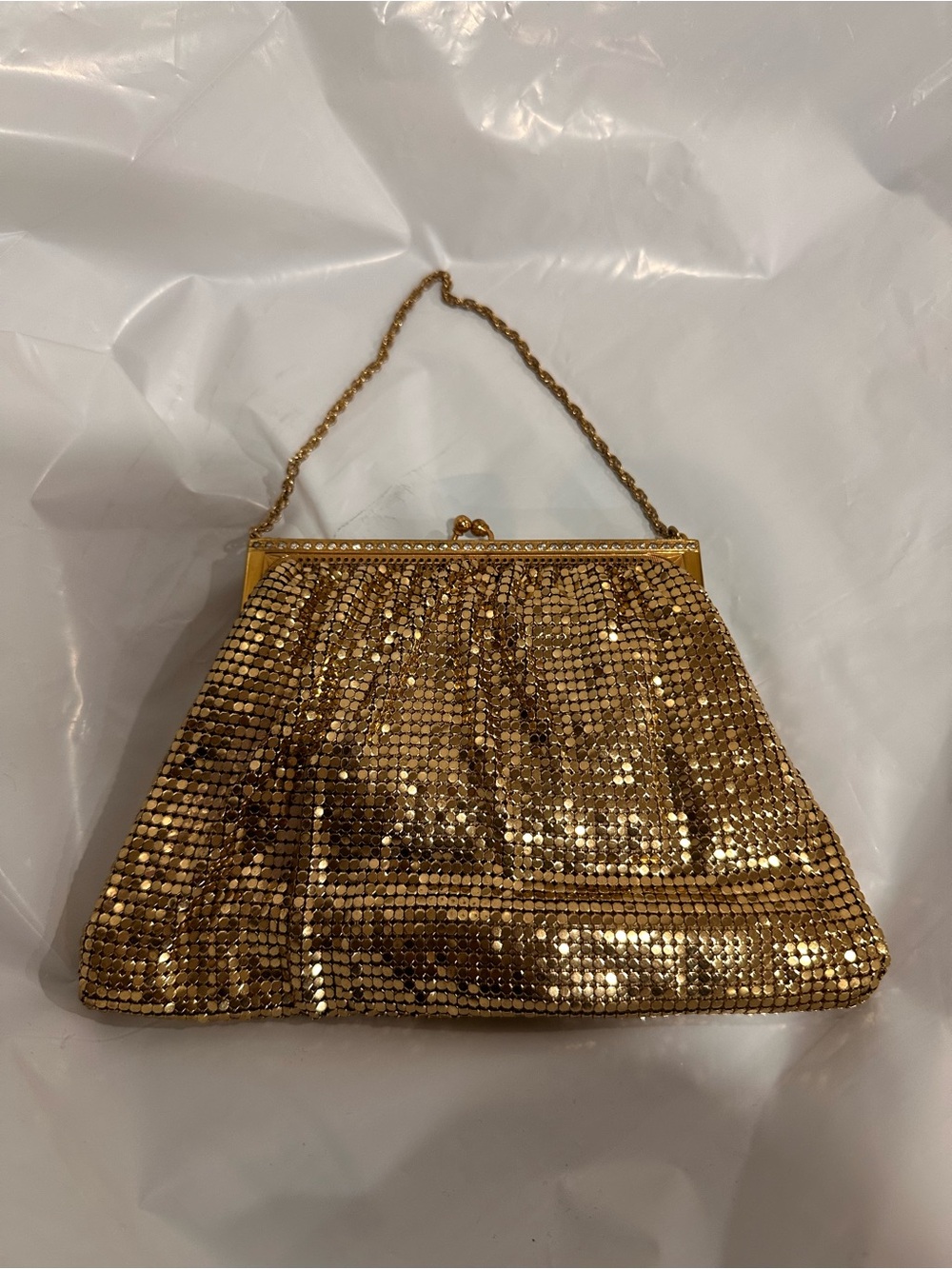 Vintage Whiting & Davis Gold Tone Mesh Evening Mini Bag Convertible Clutch - Picture 11 of 12
